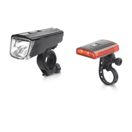 XLC CL-S16 Akku-Lichtset Titania, mit StVZO für alle Räder, schwarz, 2-teilig